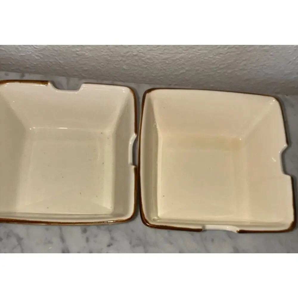 Pottery Barn Square Ramen Rice Noodle Bowl 6” Notch For Chopsticks Cream Putty
